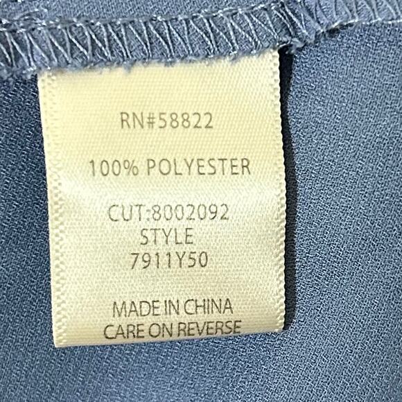 NWT Max Studio Blue Floral Short Sleeve Spring Dress L Ruffle Fit Flare Mid Tea - Picture 6 of 6